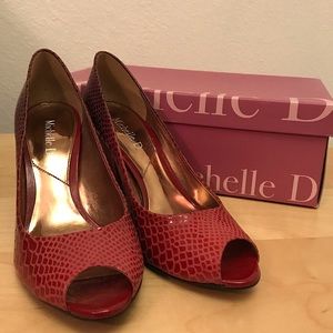 Michelle D Faux Snake Skin Heels